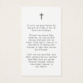 Modern Funeral Sympathy Photo Cross Prayer Card Visitekaartje (Achterkant)