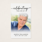 Modern Funeral Sympathy Photo Prayer Card Visitekaartje (Voorkant)