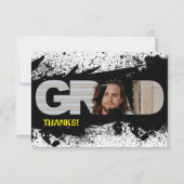 Modern Funky Black Splat AFSTUDEERDER Foto bedankt Kaart (Voorkant)