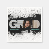 Modern Funky Black Splat AFSTUDEERDER Foto Napkins Servet (Voorkant)