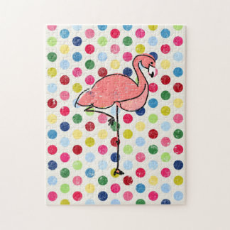 Modern Funky Flamingo Polka Dots Legpuzzel