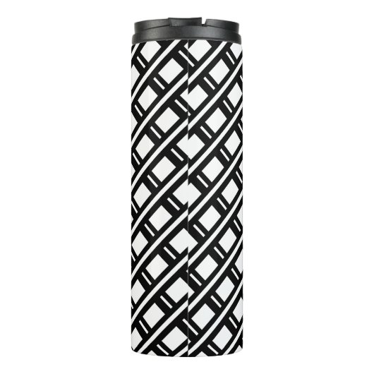 Modern Funky Geometric Pattern Monogrammed White Thermosbeker (Achterkant)