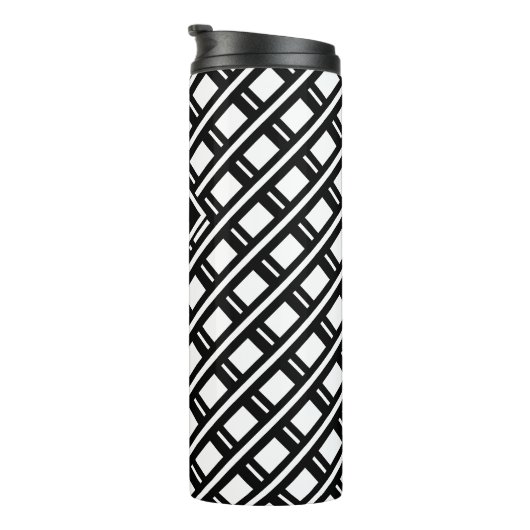 Modern Funky Geometric Pattern Monogrammed White Thermosbeker (Geroteerd rechts)