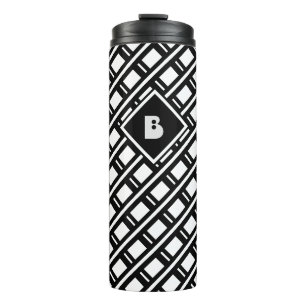Modern funky geometrisch patroon met monogram op w thermosbeker
