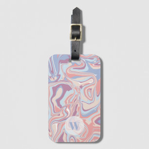 Modern Funky Marble Pastel Paars Monogram Bagagelabel