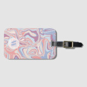 Modern Funky Marble Pastel Paars Monogram Bagagelabel (Voorkant (horizontaal))