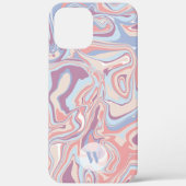 Modern Funky Marble Pastel Paars Monogram Case-Mate iPhone Case (Achterkant)