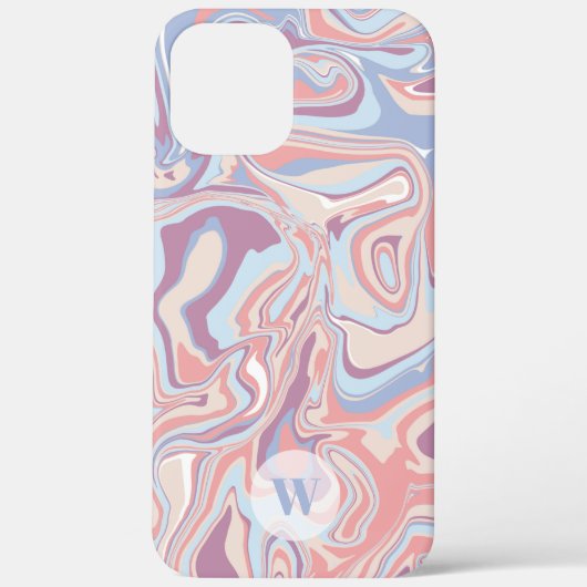 Modern Funky Marble Pastel Paars Monogram Case-Mate iPhone Case (Achterkant)