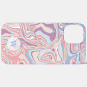 Modern Funky Marble Pastel Paars Monogram Case-Mate iPhone Case (Achterkant / Rechts)