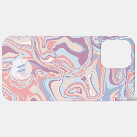 Modern Funky Marble Pastel Paars Monogram Case-Mate iPhone Case (Achterkant / Rechts)