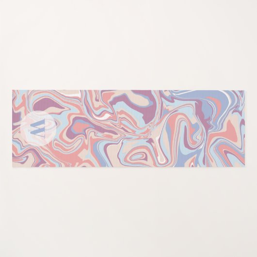 Modern Funky Marble Pastel Paars Monogram Yogamat (Voorkant (horizontaal))