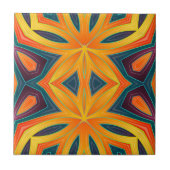 Modern Funky Oranje Yellow Kaleidoscopic Abstract Tegeltje (Voorkant)