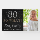 Modern Funny 80, wat 80ste verjaardag foto Spandoek (Horizontaal)