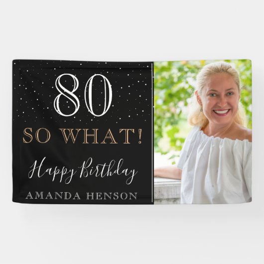 Modern Funny 80, wat 80ste verjaardag foto Spandoek (Horizontaal)