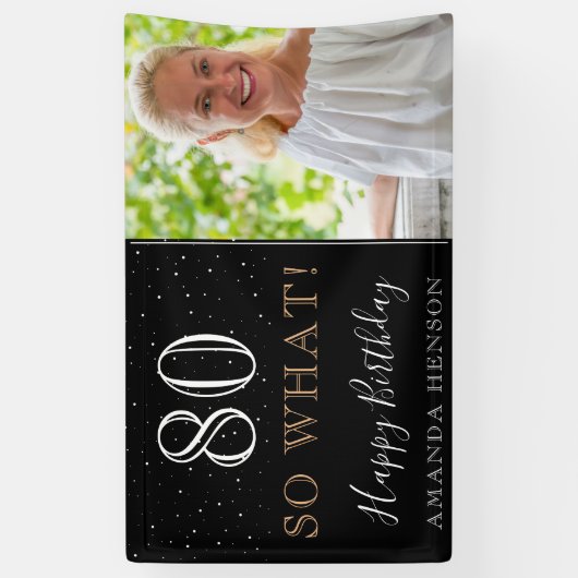 Modern Funny 80, wat 80ste verjaardag foto Spandoek (Verticaal)