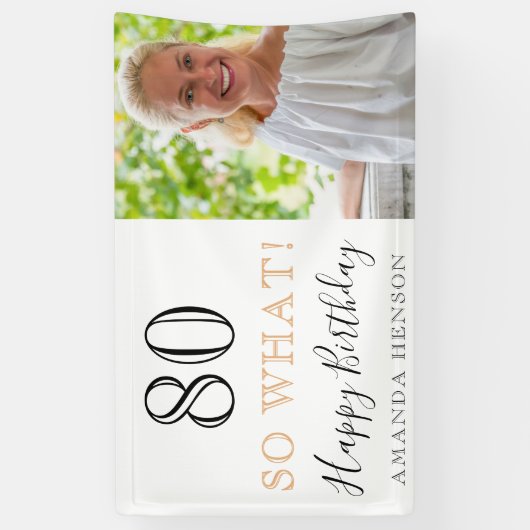 Modern Funny 80, wat 80ste verjaardag foto Spandoek (Verticaal)