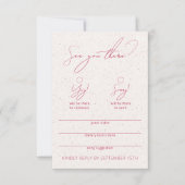 Modern Funny Calligraphy White & Magenta RSVP Card (Voorkant)