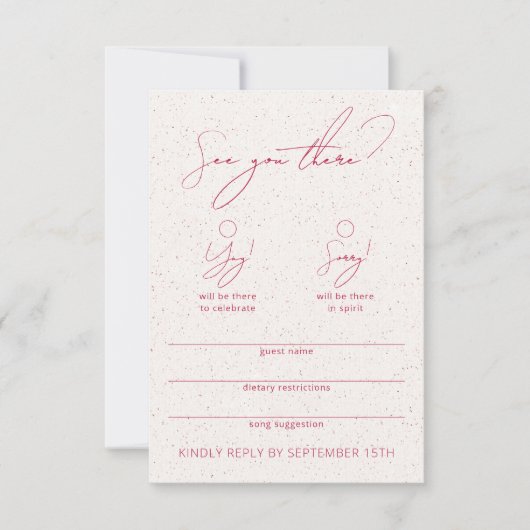 Modern Funny Calligraphy White & Magenta RSVP Card Kaartje (Voorkant)