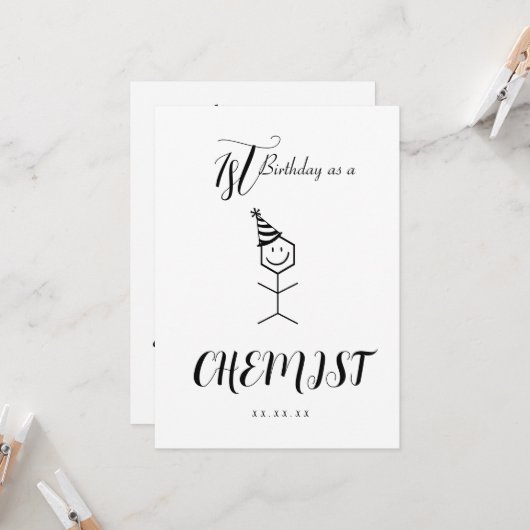 Modern Funny Chemist Pharmacist Birthday Card Kaart (Voorkant / Achterkant in situ)