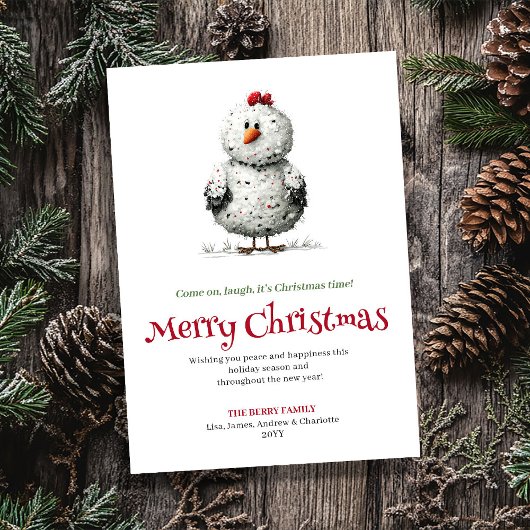 Modern Funny Chickens Holiday Greeting Card Feestdagenkaart