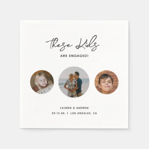 Modern Funny Childhood Photo Engagement Party Servet