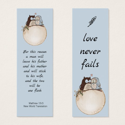 Modern Funny Couple Owls Wedding Bible Bladwijzer Mini Visitekaartjes (Voorkant /achterkant)