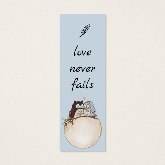 Modern Funny Couple Owls Wedding Bible Bladwijzer Mini Visitekaartjes (Achterkant)