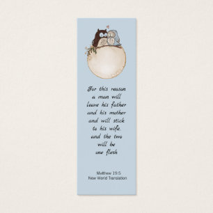 Modern Funny Couple Owls Wedding Bible Bladwijzer Mini Visitekaartjes