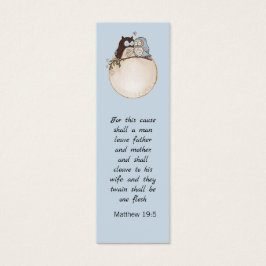 Modern Funny Couple Owls Wedding Bible Bladwijzer Mini Visitekaartjes