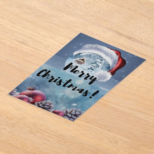 Modern funny cute Christmas reindeer Acryl Uitnodigingen (Laagn)