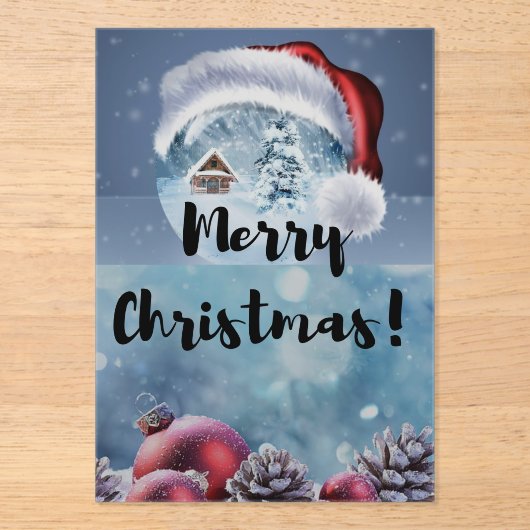 Modern funny cute Christmas reindeer      Acryl Uitnodigingen (Voorkant)