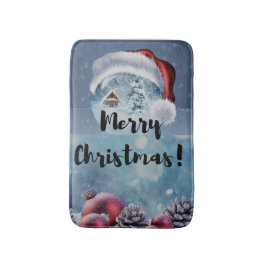 Modern funny cute Christmas reindeer Badmat