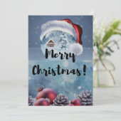 Modern funny cute Christmas reindeer      Kaart (Staand voorkant)