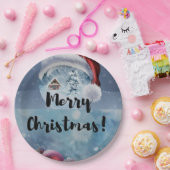 Modern funny cute Christmas reindeer      Papieren Bordje (Feest)