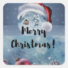 Modern funny cute Christmas reindeer Vierkante Sticker