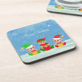 Modern Funny Cute Kerstmis Elf Buddies Bier Onderzetter (Linkerzijde)