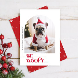 Modern Funny Dog Pet Arch Photo Christmas Feestdagenkaart