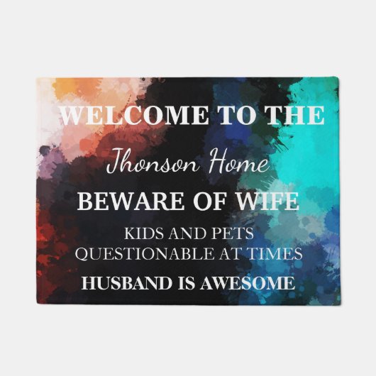 Modern Funny Family Name Welkom, persoonlijk geper Deurmat (Voorkant)