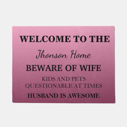 Modern Funny Family Name Welkom, persoonlijk geper Deurmat (Voorkant)