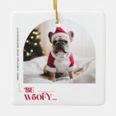 Modern Funny Family Pet Dog Arch Photo Christmas Keramisch Ornament (Voorkant)