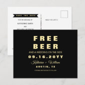 Modern Funny Free Beer Wedding Save the Date Aankondigingskaart (Voorkant / Achterkant)
