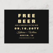 Modern Funny Free Beer Wedding Save the Date Aankondigingskaart (Voorkant)