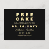 Modern Funny Free Cake Wedding Save the Date Aankondigingskaart (Voorkant)