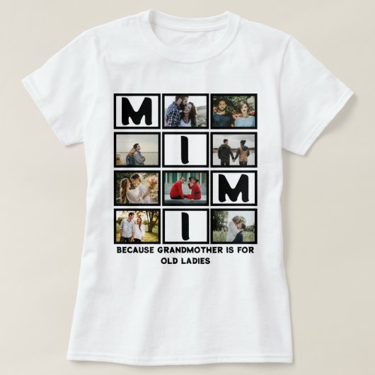 Modern Funny Grandmoeder Cute Mimi 8 Foto Collage T-shirt (Design voorkant)