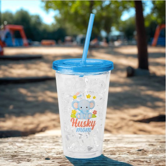 Modern Funny Husky Mom Schattigee olifant Acryl Drinkbeker