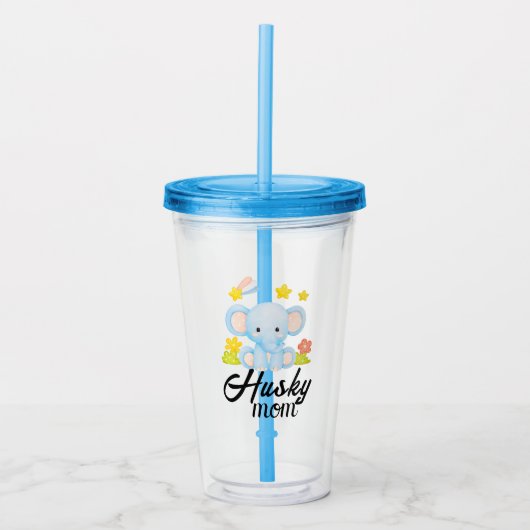Modern Funny Husky Mom Schattigee olifant Acryl Drinkbeker (Voorkant)