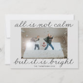 Modern Funny Kinder Handgeschreven Kerstmis Fotoka Kaart (Voorkant)