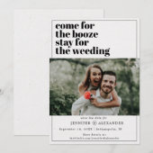 Modern Funny Kom voor de Booze Quote Foto Save The Date (Voorkant / Achterkant)