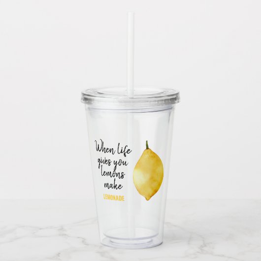 Modern Funny Lemon Yellow Quote Acryl Drinkbeker (Voorkant)