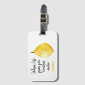Modern Funny Lemon Yellow Quote Bagagelabel (Voorkant (verticaal))